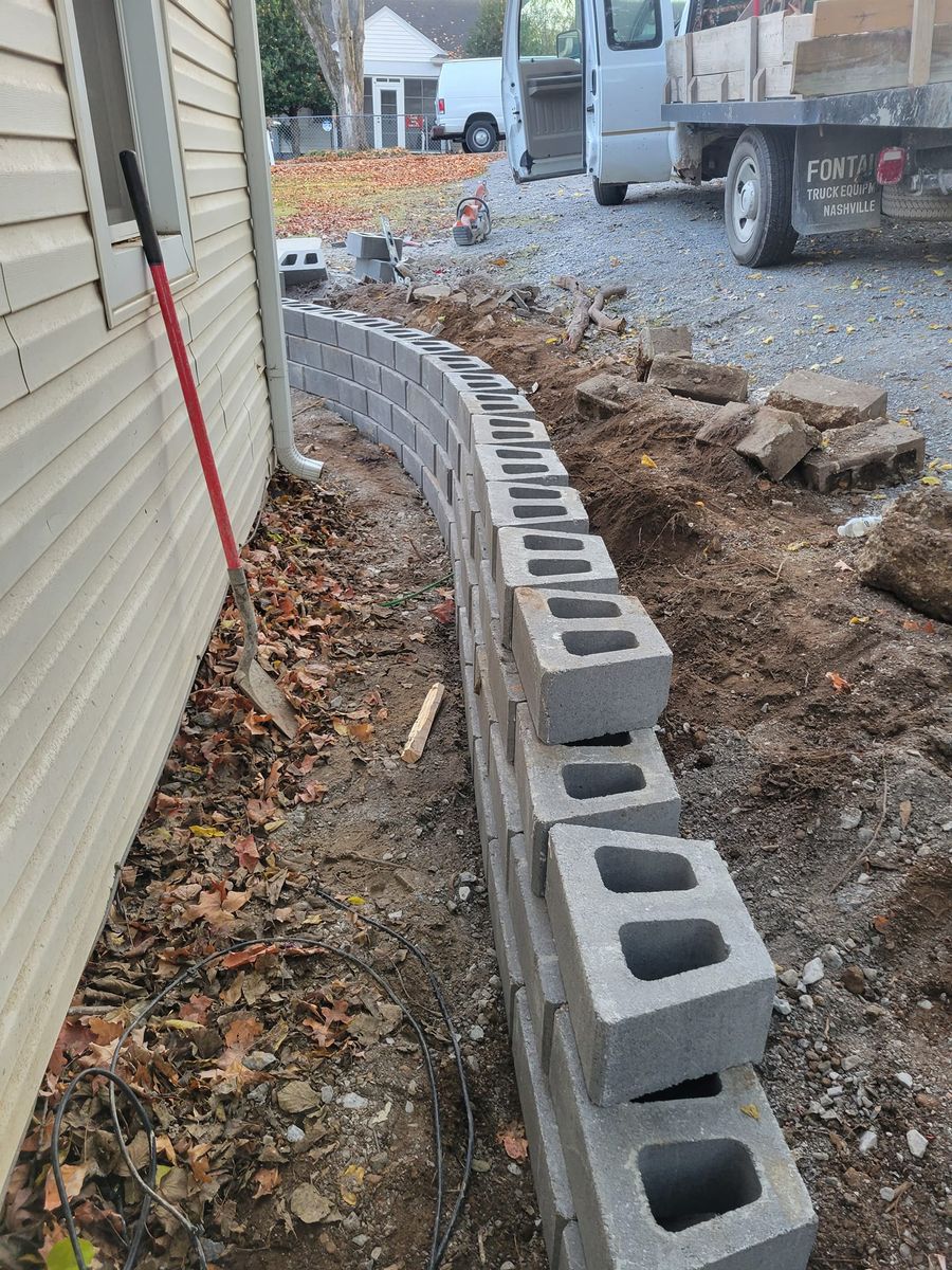 Retaining Wall Construction for Mr. Concrete Outdoor Services LLC in Nashville, TN