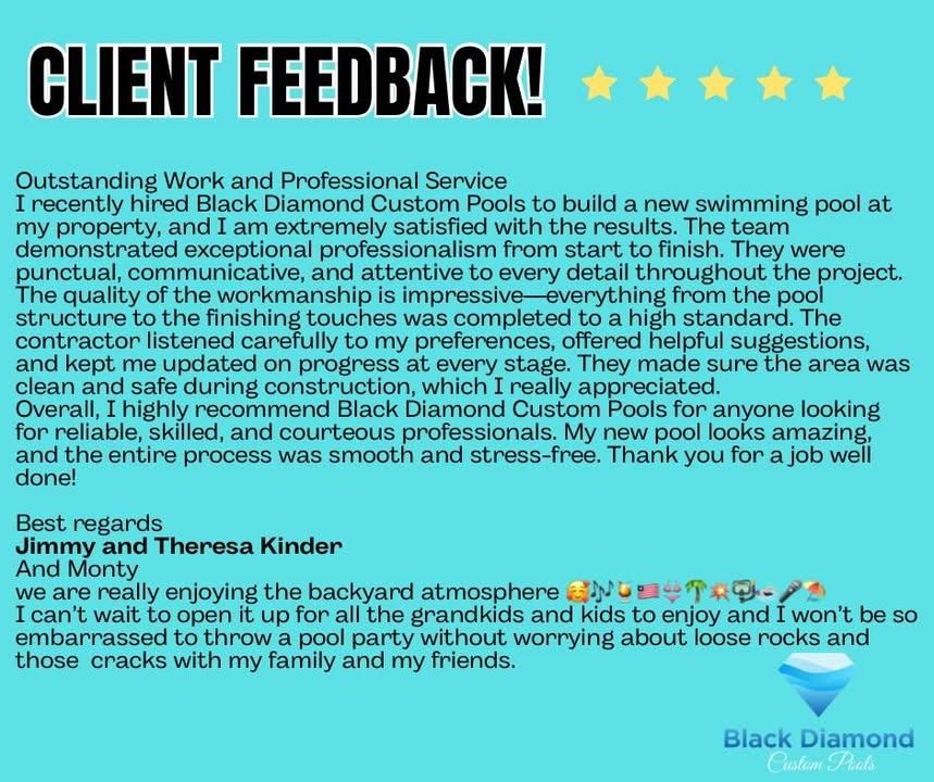 Custom Pool Construction for Black Diamond Custom Pools LLC in Azle, TX