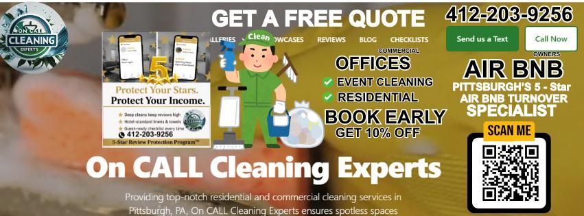 Standard Cleaning for On CALL Cleaning Experts in Pittsburgh, PA