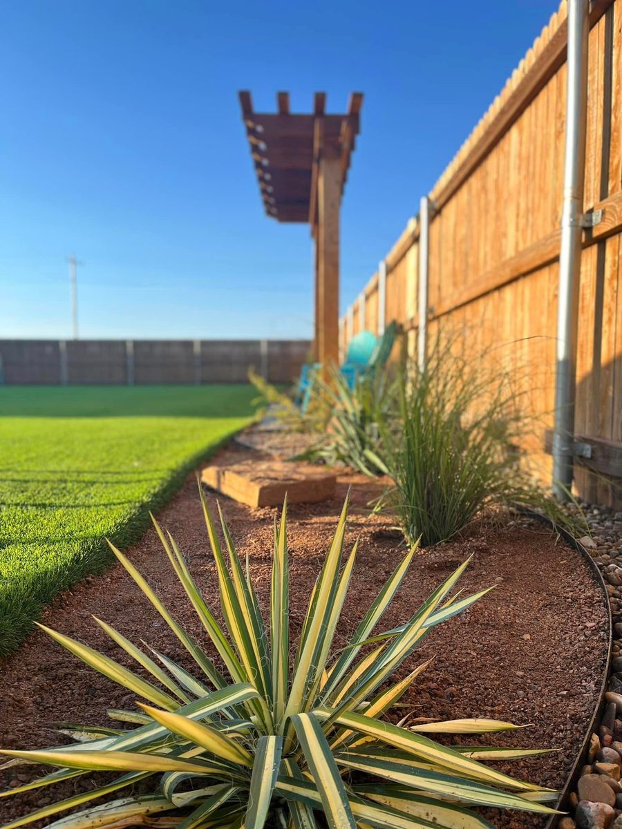 Landscape Lighting, Custom Flowerbed Design for Kings Outdoor in Amarillo, TX