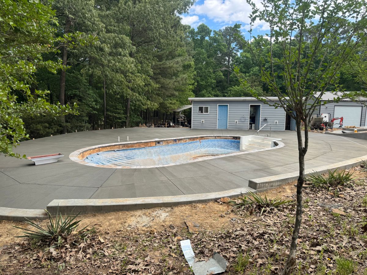 Stamp concrete pool for Jose's Concrete in Sanford, NC