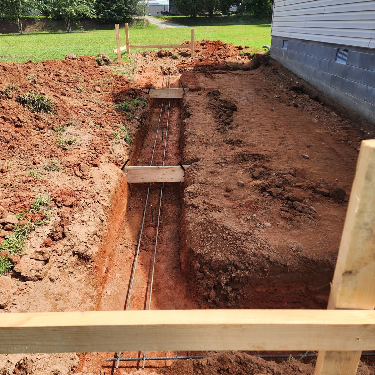 Concrete footings for Parker's Grading Services in Cleveland, GA