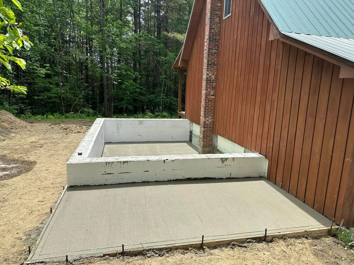 Concrete Slab Construction for TBC Custom Trades in West Burke, VT