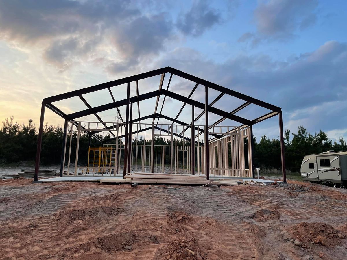 Hybrid Metal Building Construction for Barber Metal Fabrication and Construction LLC in Huntsville, TX