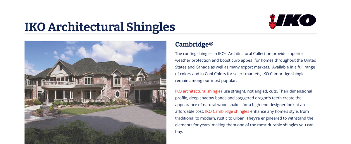 IKO Architectural Shingles for Major League Roofing in Frisco, TX
