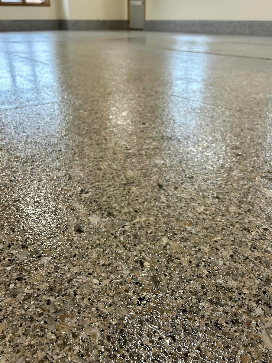 Garage Epoxy Floor Coating for Rockstarz Concrete Design in Spearfish, SD