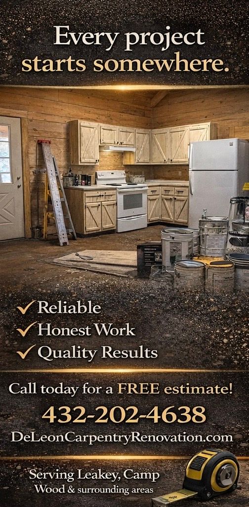 Custom Carpentry for De Leon Carpentry & Renovation  in Leakey, TX