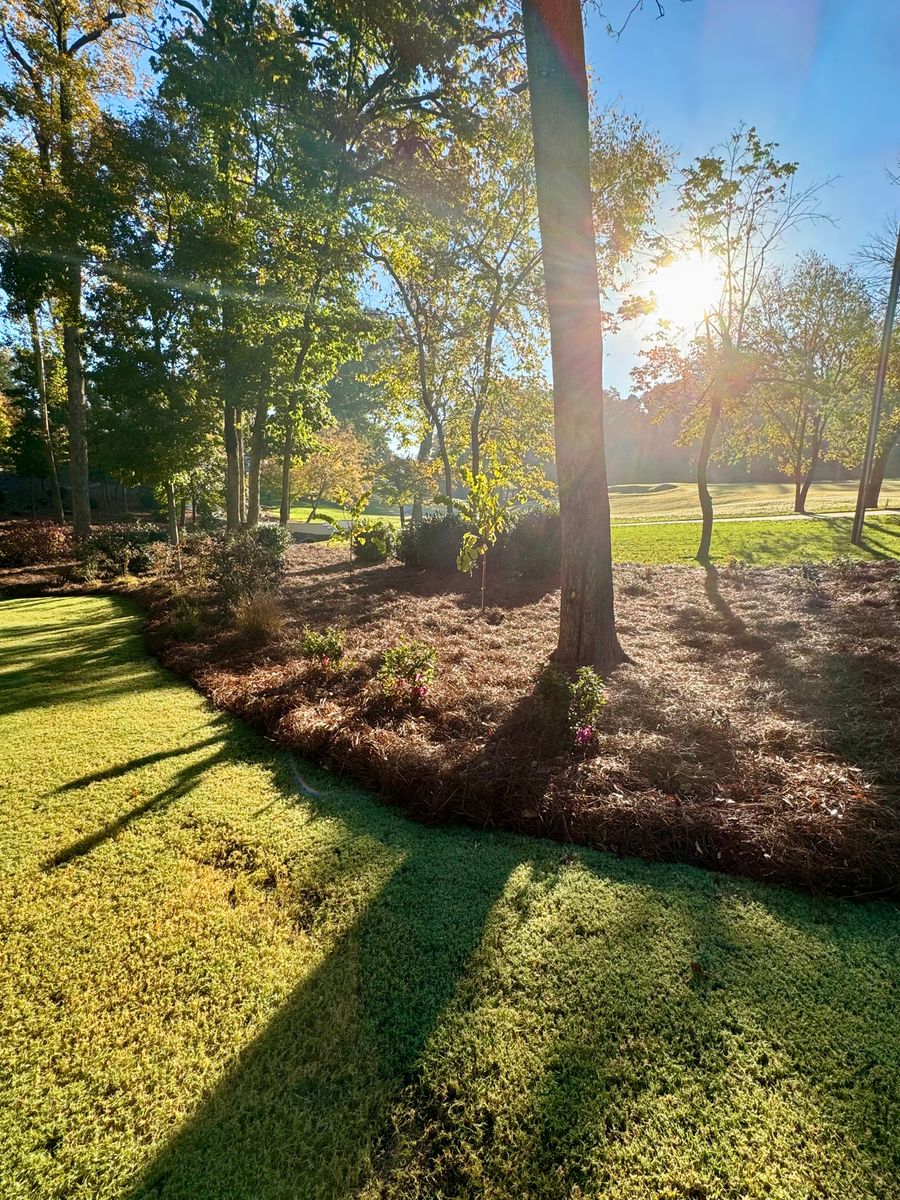 Mulch, River Rock and Pine Needle Installations for Malboeuf Landscaping, Inc in Kernersville, NC