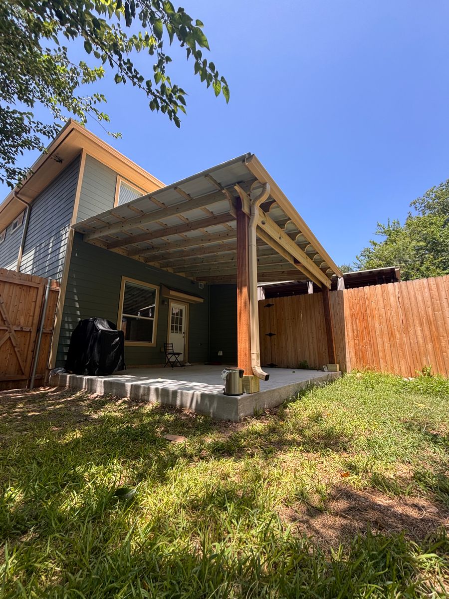 PATIO COVERS for ATX Outdoor Construction in Cedar Creek, TX