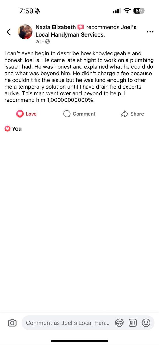 Plumbing for Joel's Local Handyman Services in Clermont, FL