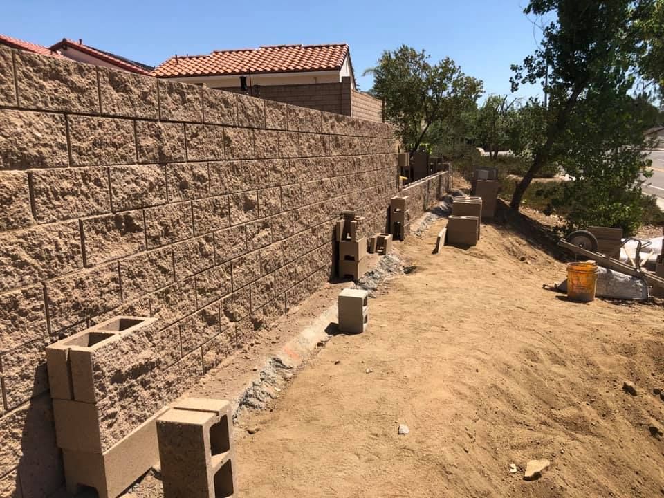Retaining Wall Construction for B&D Masonry in Redding, CA