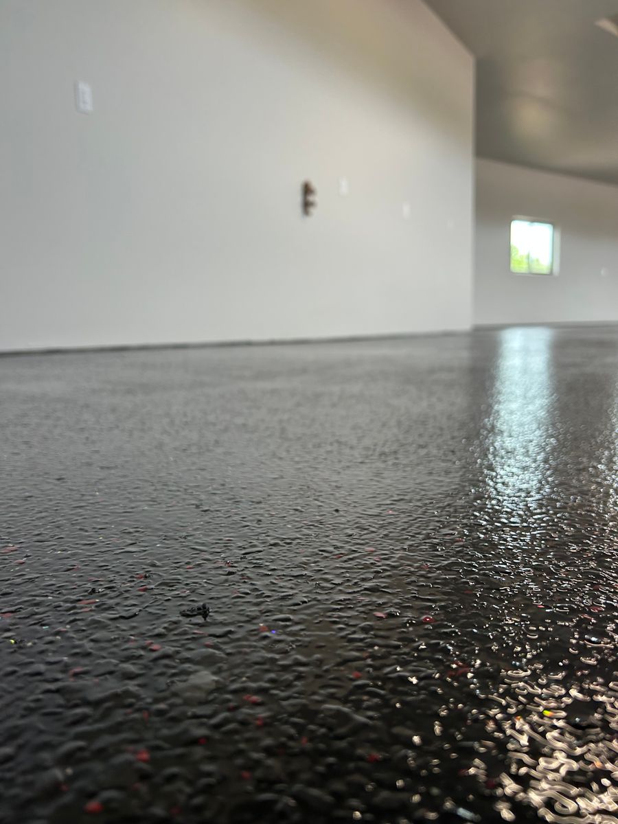 Garage Epoxy Floor Coating for Rockstarz Concrete Design in Spearfish, SD