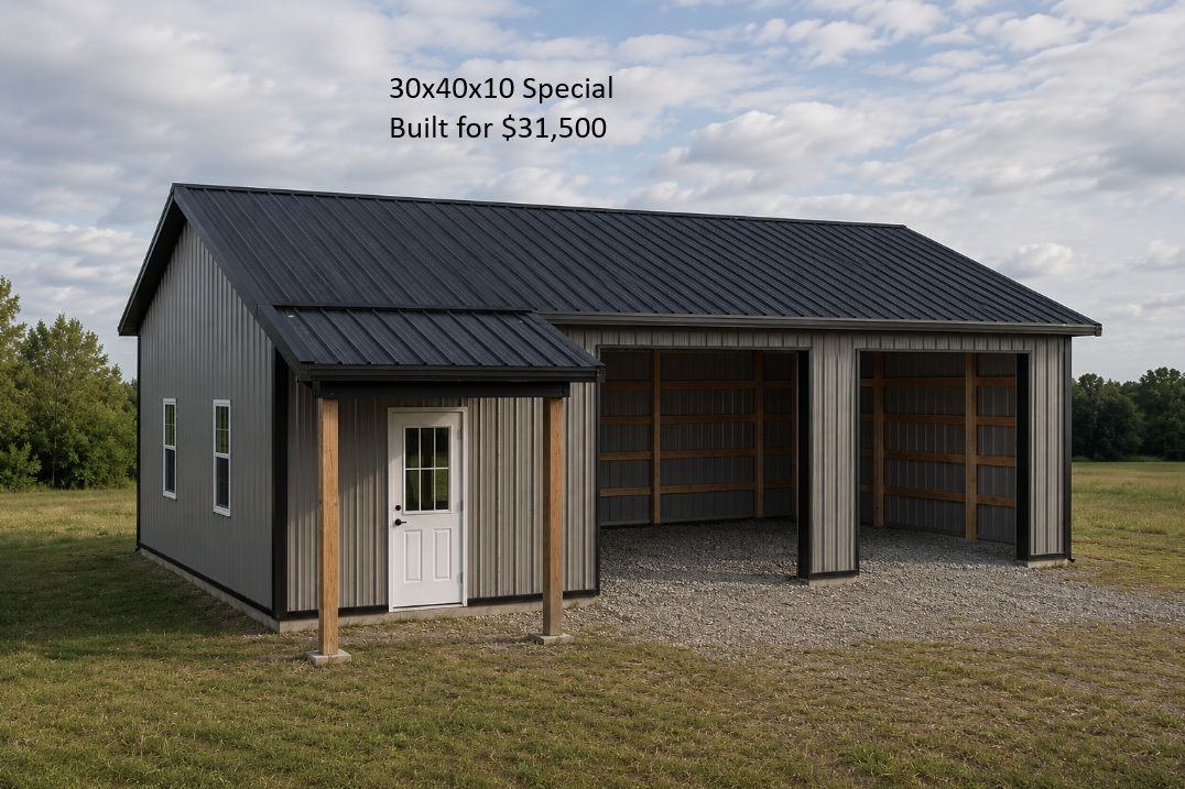 30x40x10 Built for $31,500 for Extreme Post Frame in Mooresville, NC