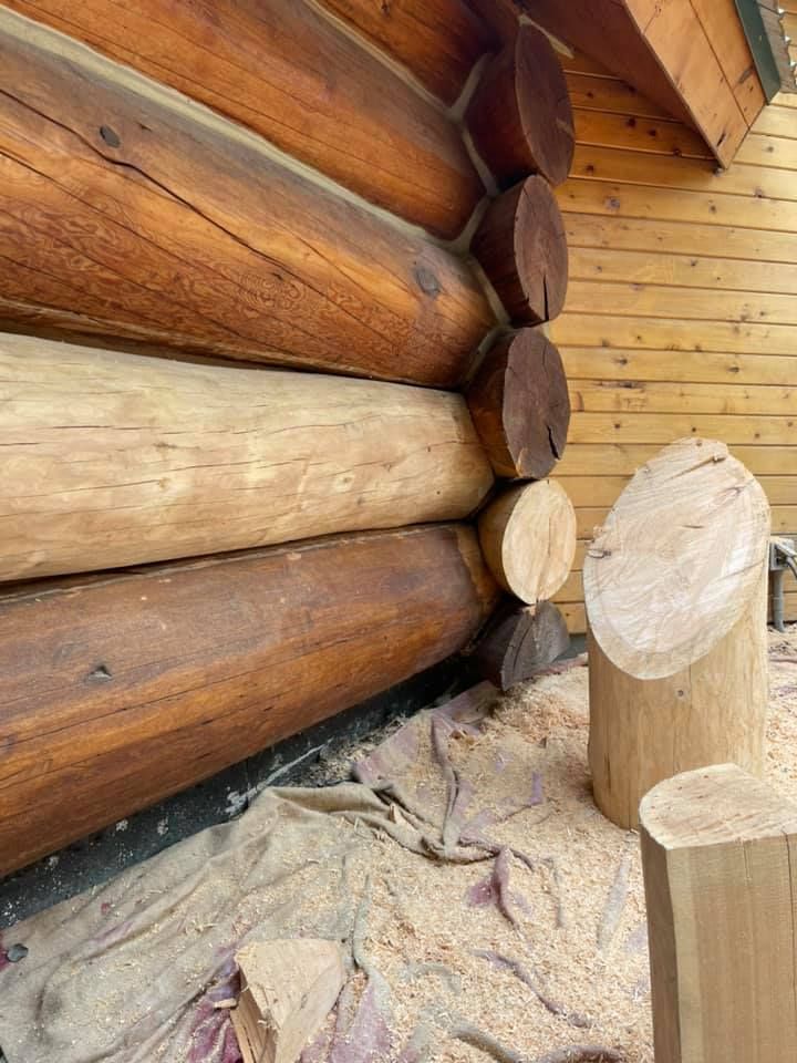 Sanding for True Blue Logworks LLC in Corvallis, MT