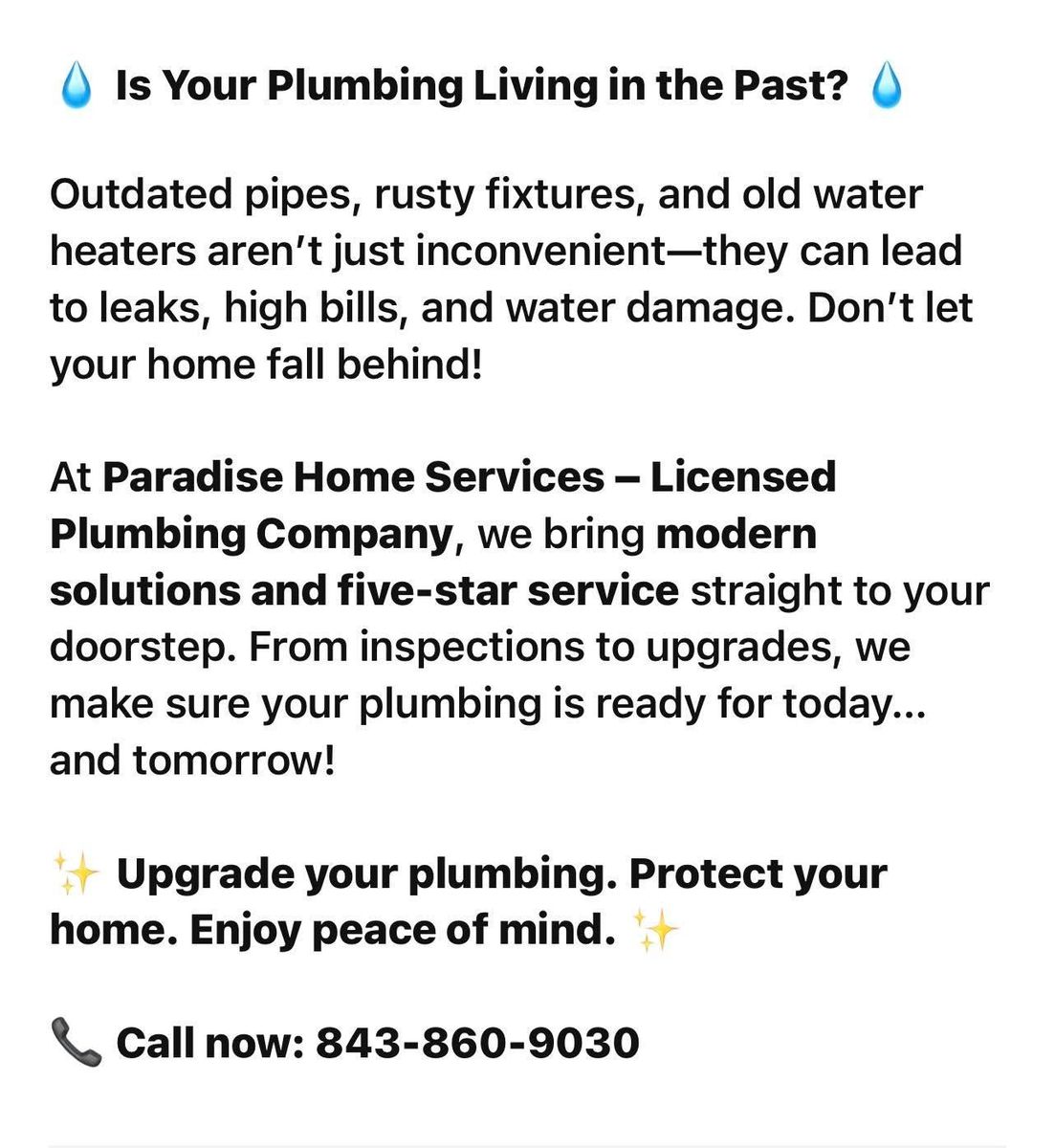 Plumbing Repairs for Paradise Home Services LLC in Charleston, SC