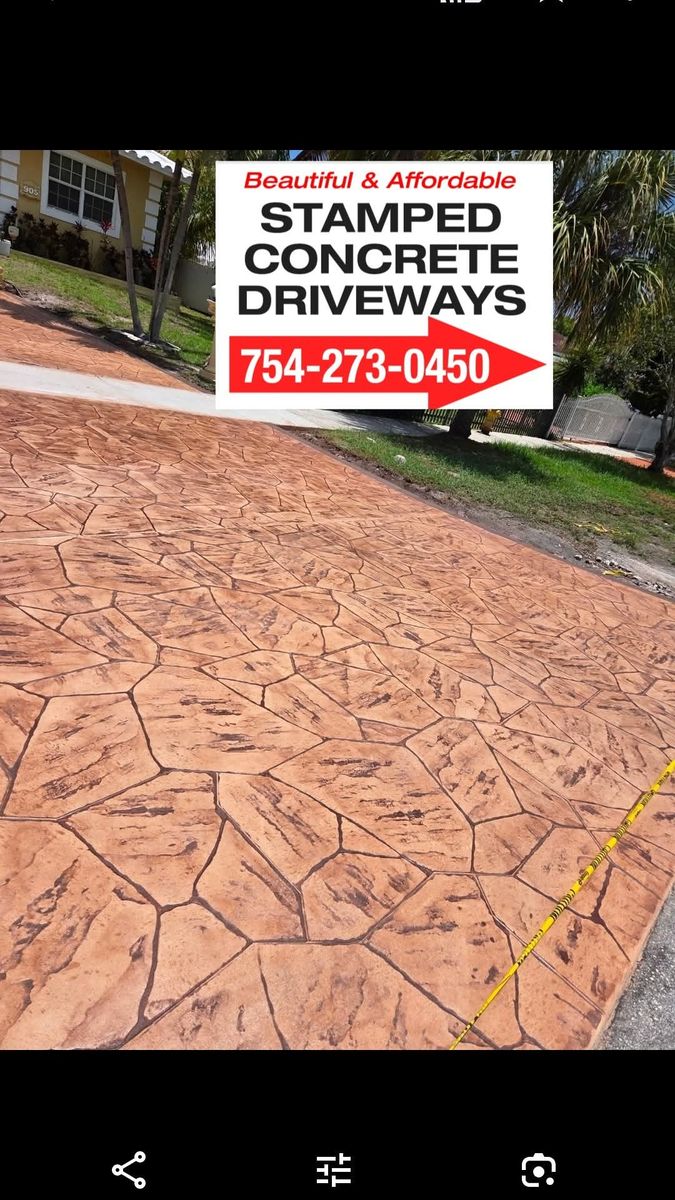 Concrete Driveway  for Beautiful and Affordable Stamped Concrete by Castilla Concrete Finish Design Corp in Sunrise, FL