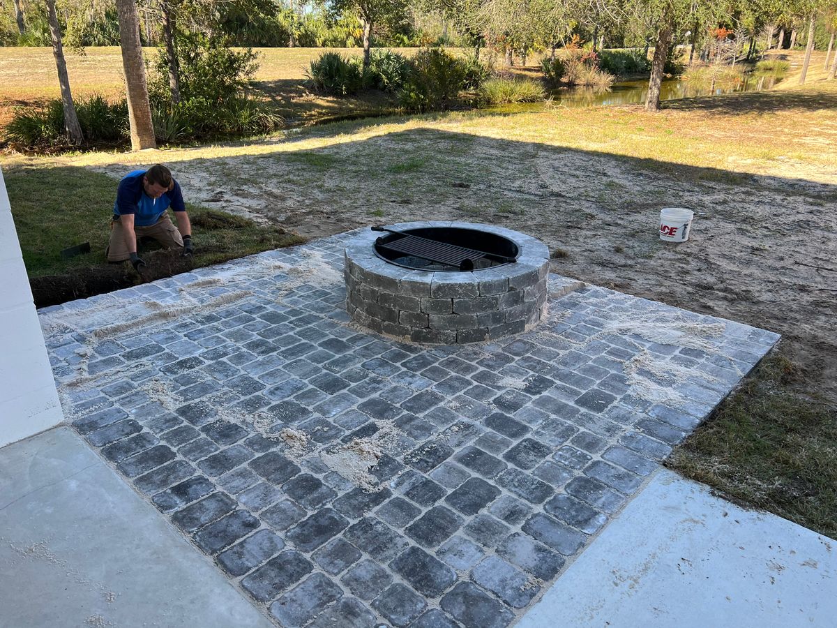 Paver/Firepit installation for Roberts Lawn & Landscape in Cross City, FL