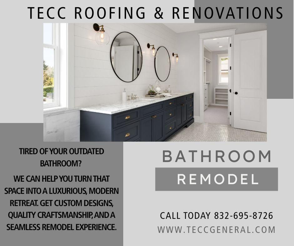 Bathroom Renovation for TECC Roofing & Renovations in Harris County, TX