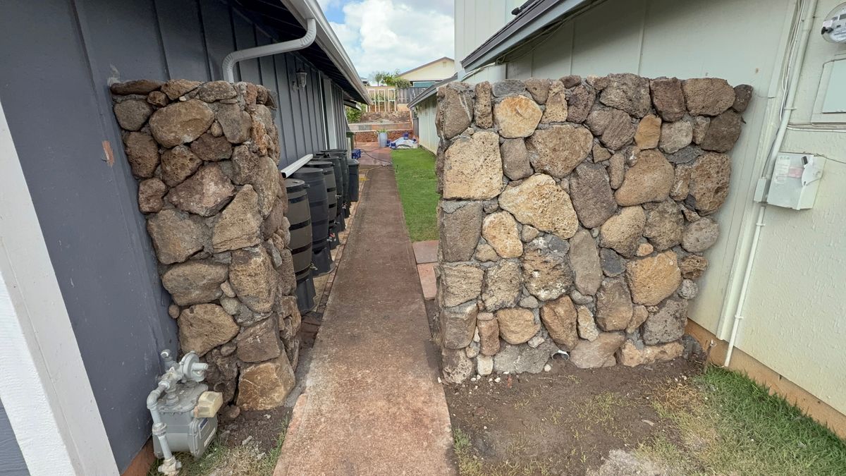 Rock Wall Installation for Maka’s Akamai Masonry LLC in Kaneohe, HI