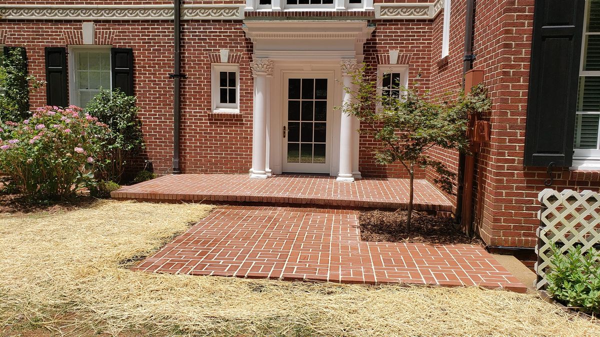 Hardscape brick laying for Acosta's Stone Work in Henderson, NC