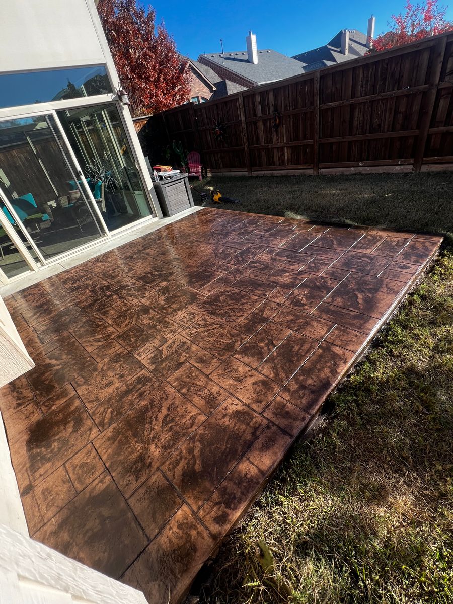 Stamped Concrete Installation for BW Concrete Contracting LLC in Fort Worth, TX
