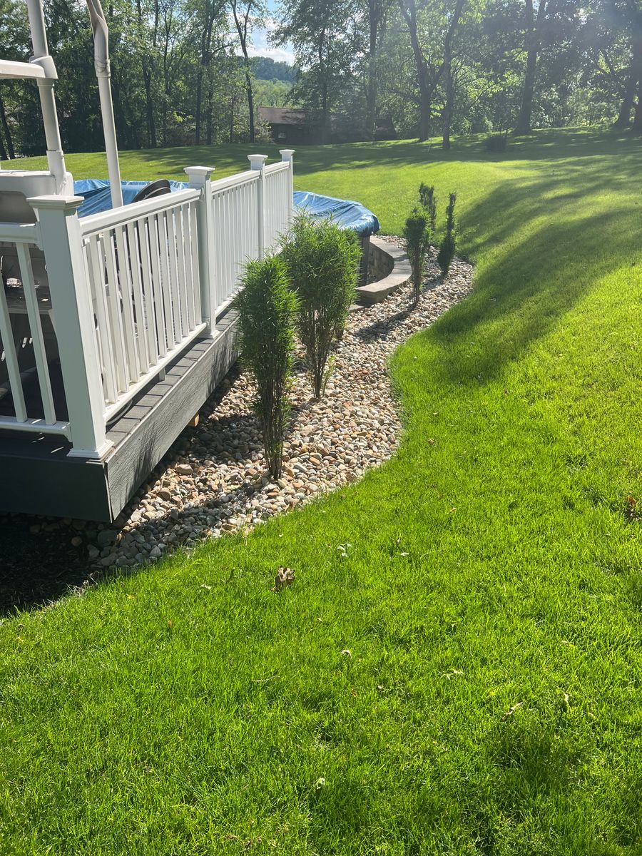 Mulch / River Rock installation for Green Hills Lawn Service in Washington, PA