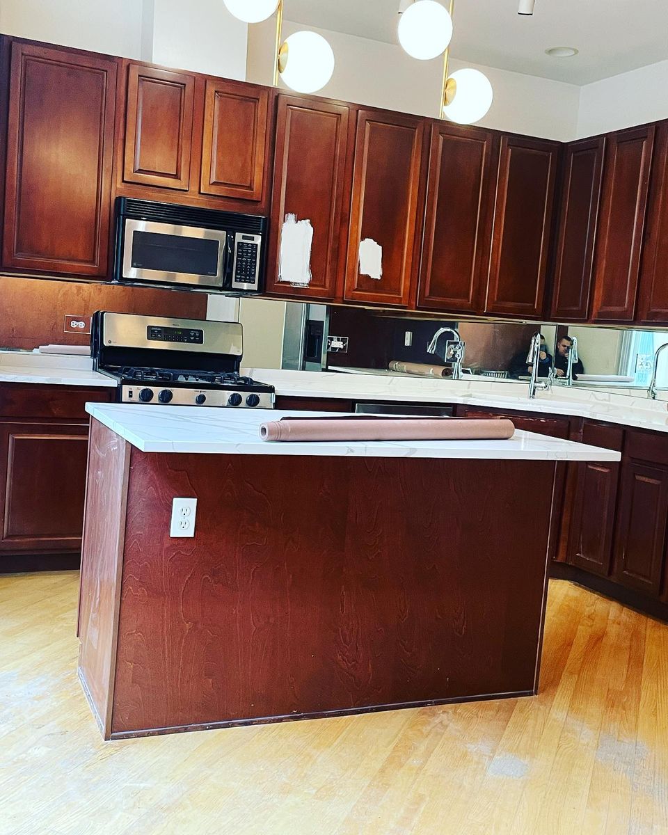 Kitchen and Cabinet Refinishing for S.V.C. Painting and Drywall in Aurora, IL