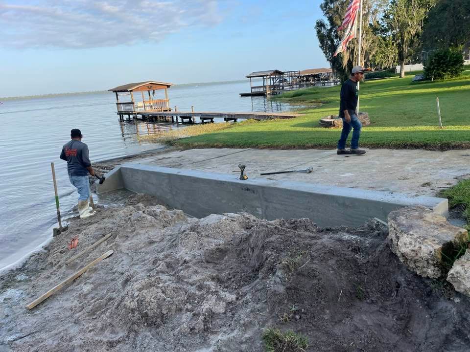 Concrete Slab Construction for A Custom Curb & Borders in Sebring, FL