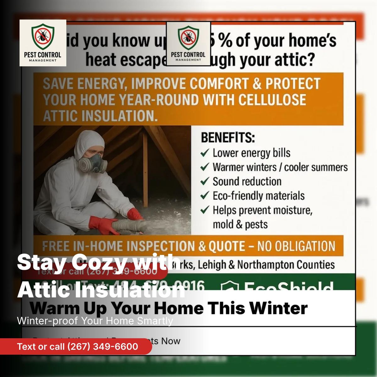 Cellulose Attic Insulation for Pest Control Management in Montgomery County, PA