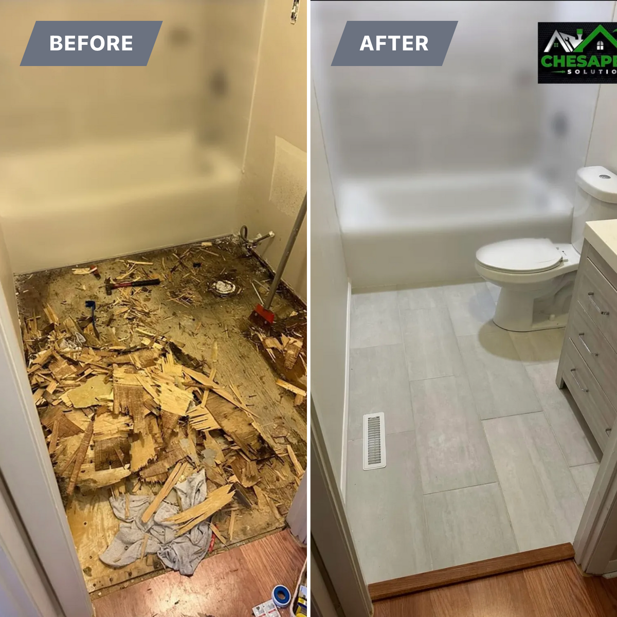 Flooring and custom trim for Chesapeake Solutions in Pasadena, MD