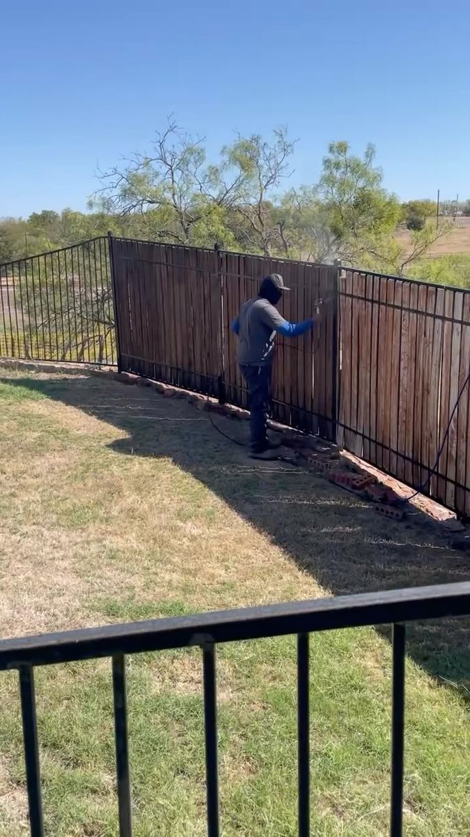 Fence Staining for Magnolia Landscape & Design in Aledo, TX