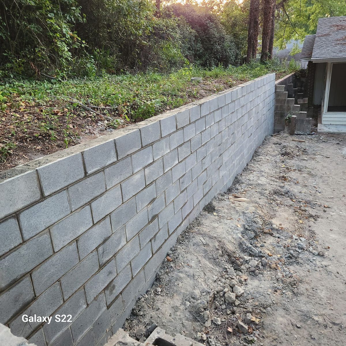 Retaining Wall Construction for Velsain Landscapes in Warner Robins, GA