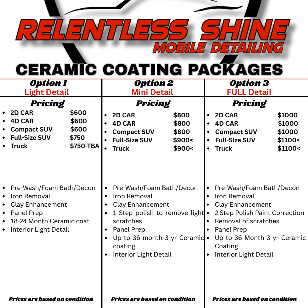 Exterior Package  for Relentless Shine Mobile Detailing in Calabash, NC