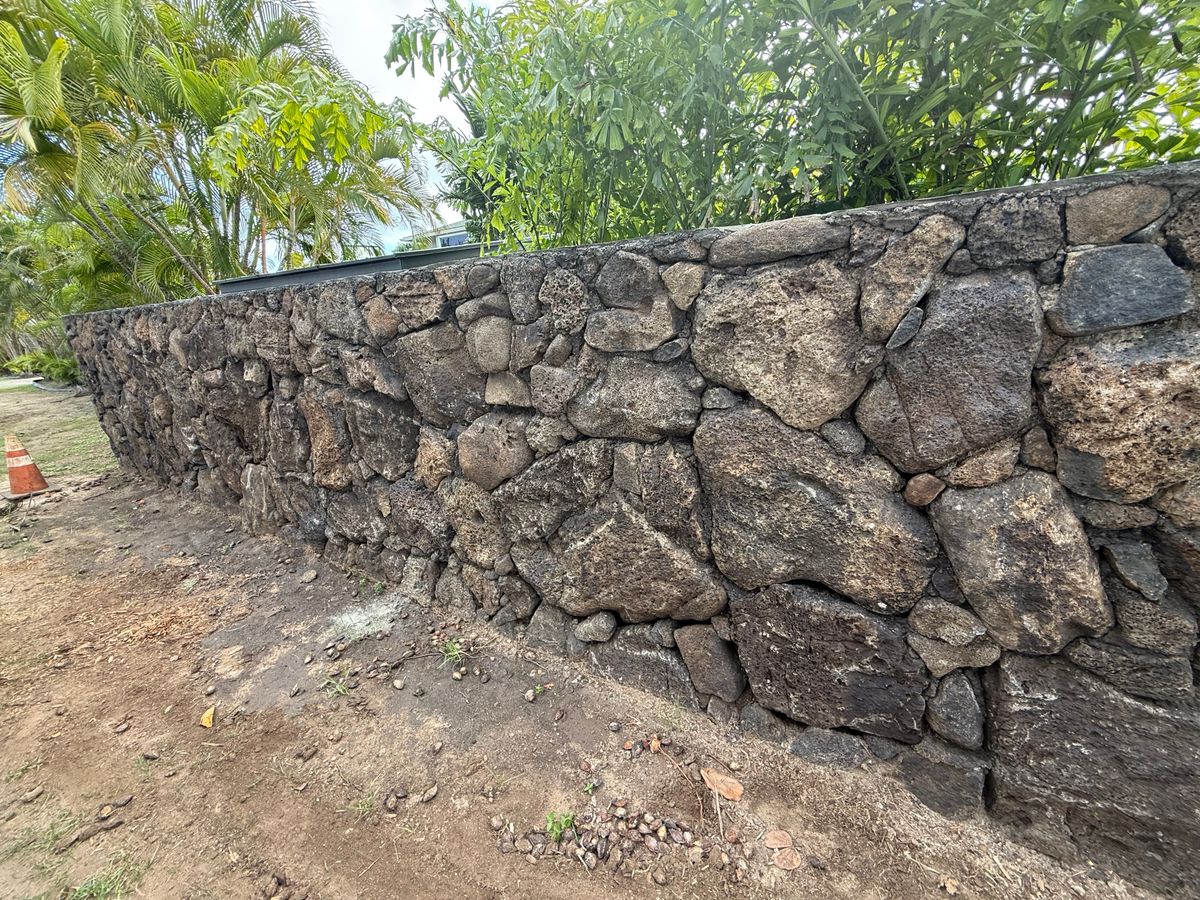 Rock Wall Installation for Maka’s Akamai Masonry LLC in Kaneohe, HI