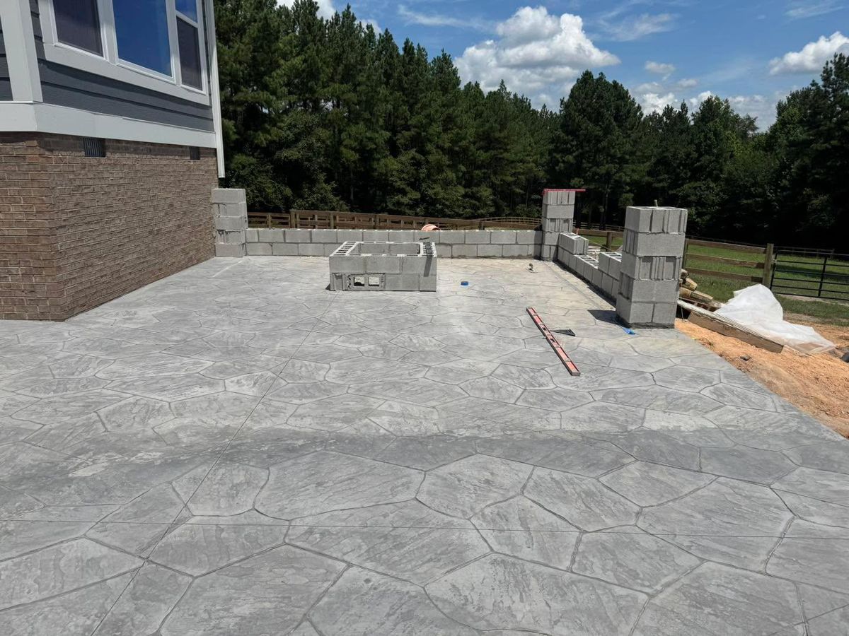 Stamp concrete pool for Jose's Concrete in Sanford, NC