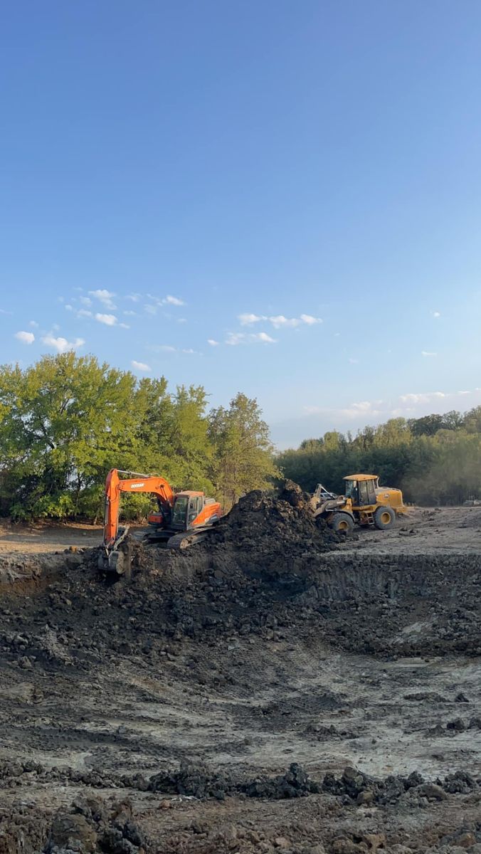 Excavation and site prep for South Prairie Construction in South Bend, TX