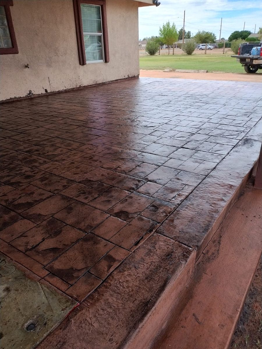 Stamped Concrete Installation for Montero Concrete in San Elizario, TX