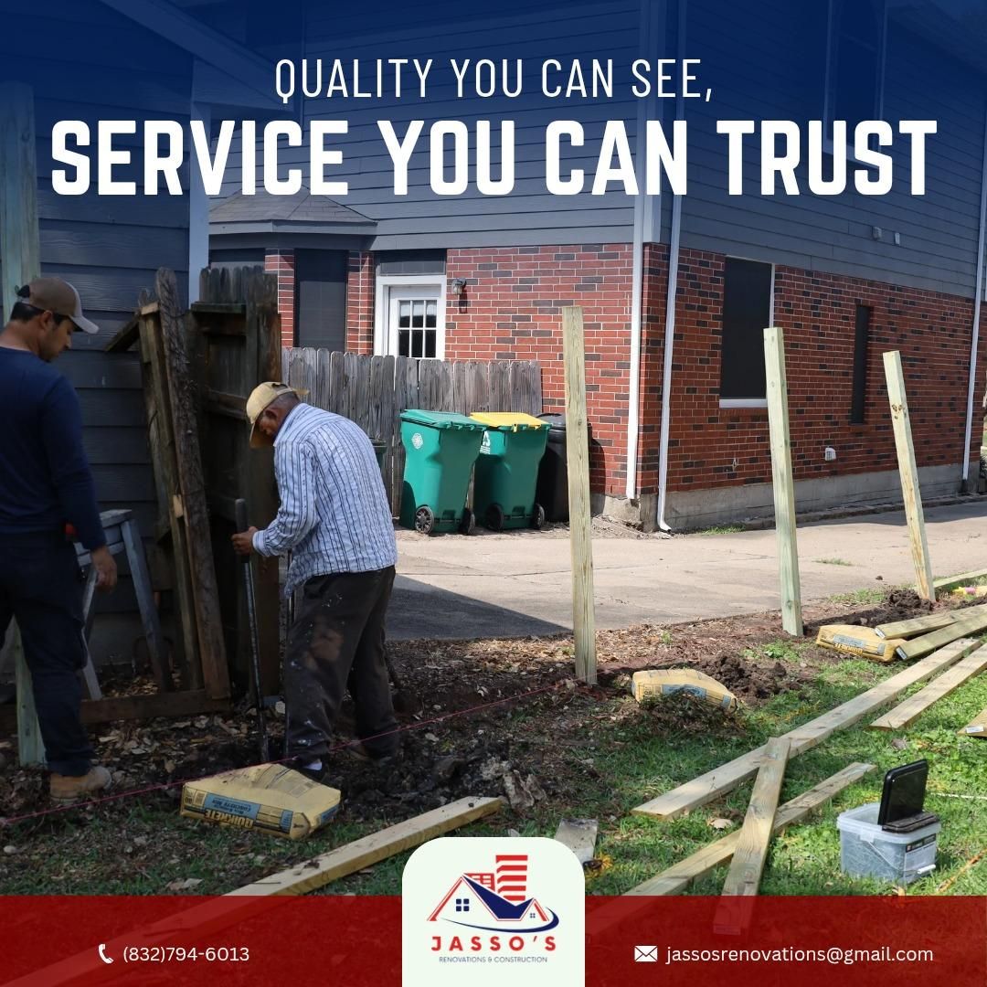 Fencing for Jasso’s Renovation and Construction LLC in Houston, TX