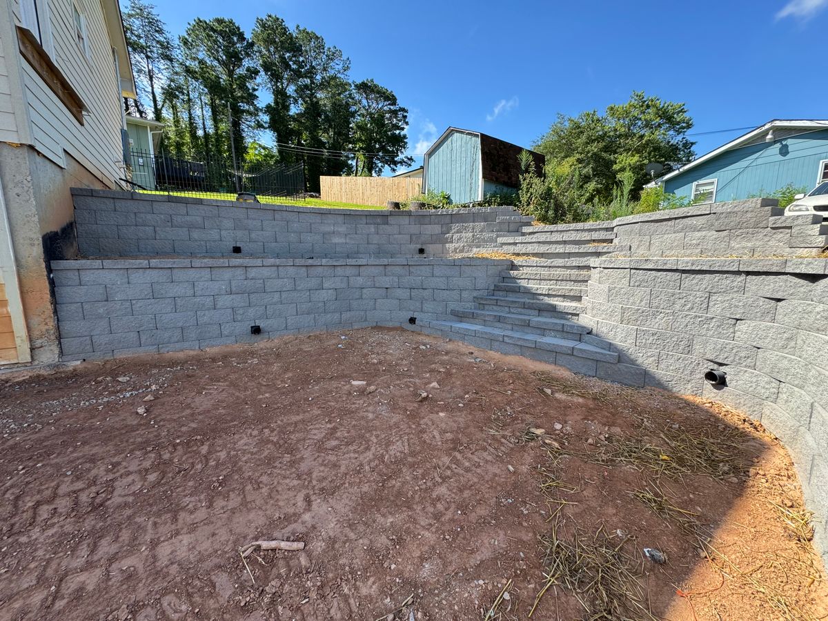 Retaining Wall Installation for Fusion Outdoor Living in North Georgia, GA