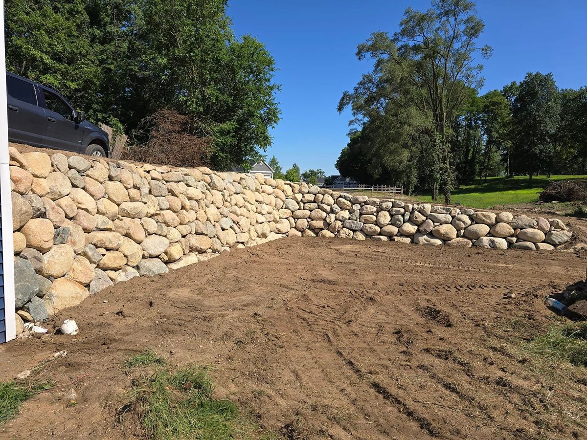 Retaining Wall Construction for Michiana Boulders Landscaping & Excavating in Union, MI