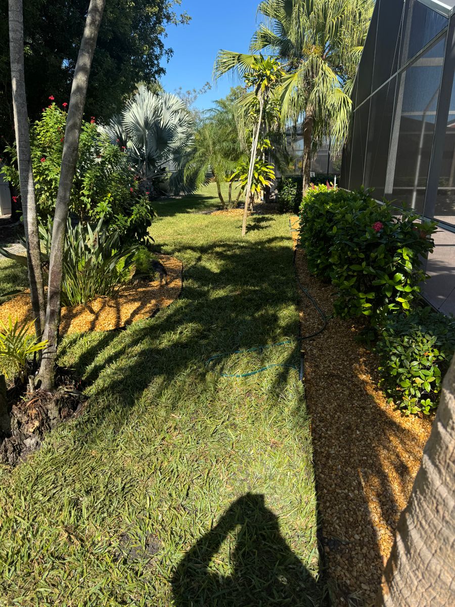Mulch and rocks installation for BH Lawn and Landscape in Fort Myers, FL