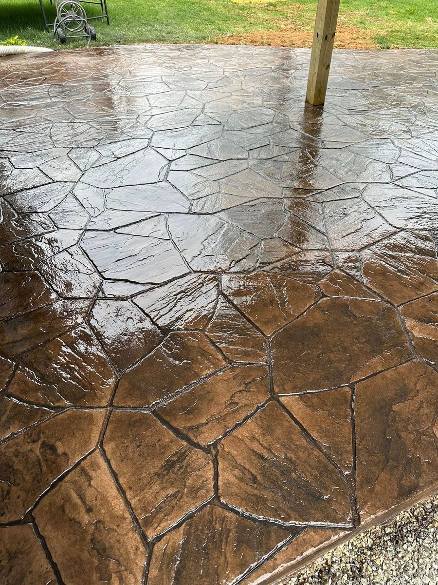 Stamped Concrete Installation for Whorley Concrete Construction in Goode, VA