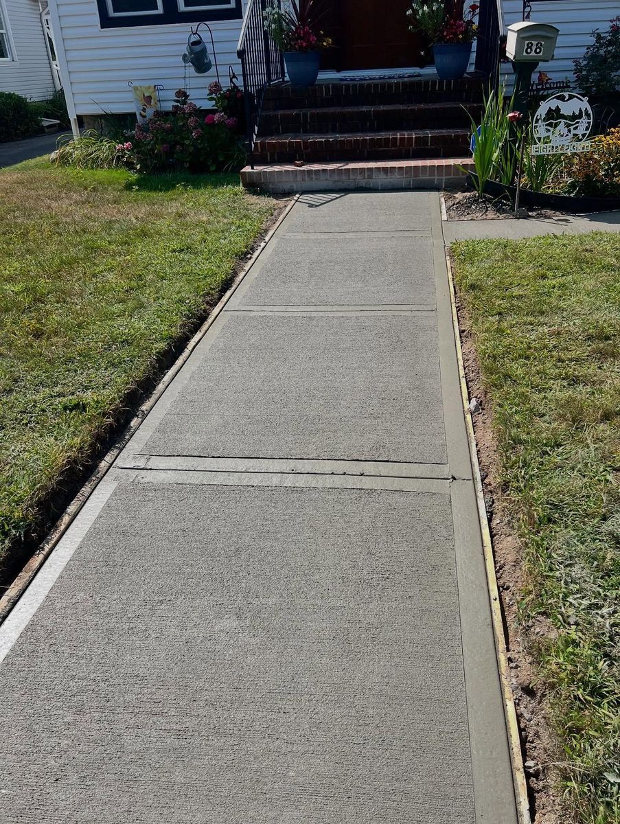 Sidewalk Installation for Azores Concrete L.T.D. in Port Jefferson Station, NY