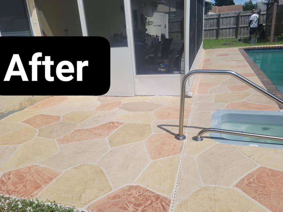 Pool Deck/ Patio for Beautiful and Affordable Stamped Concrete by Castilla Concrete Finish Design Corp in Sunrise, FL