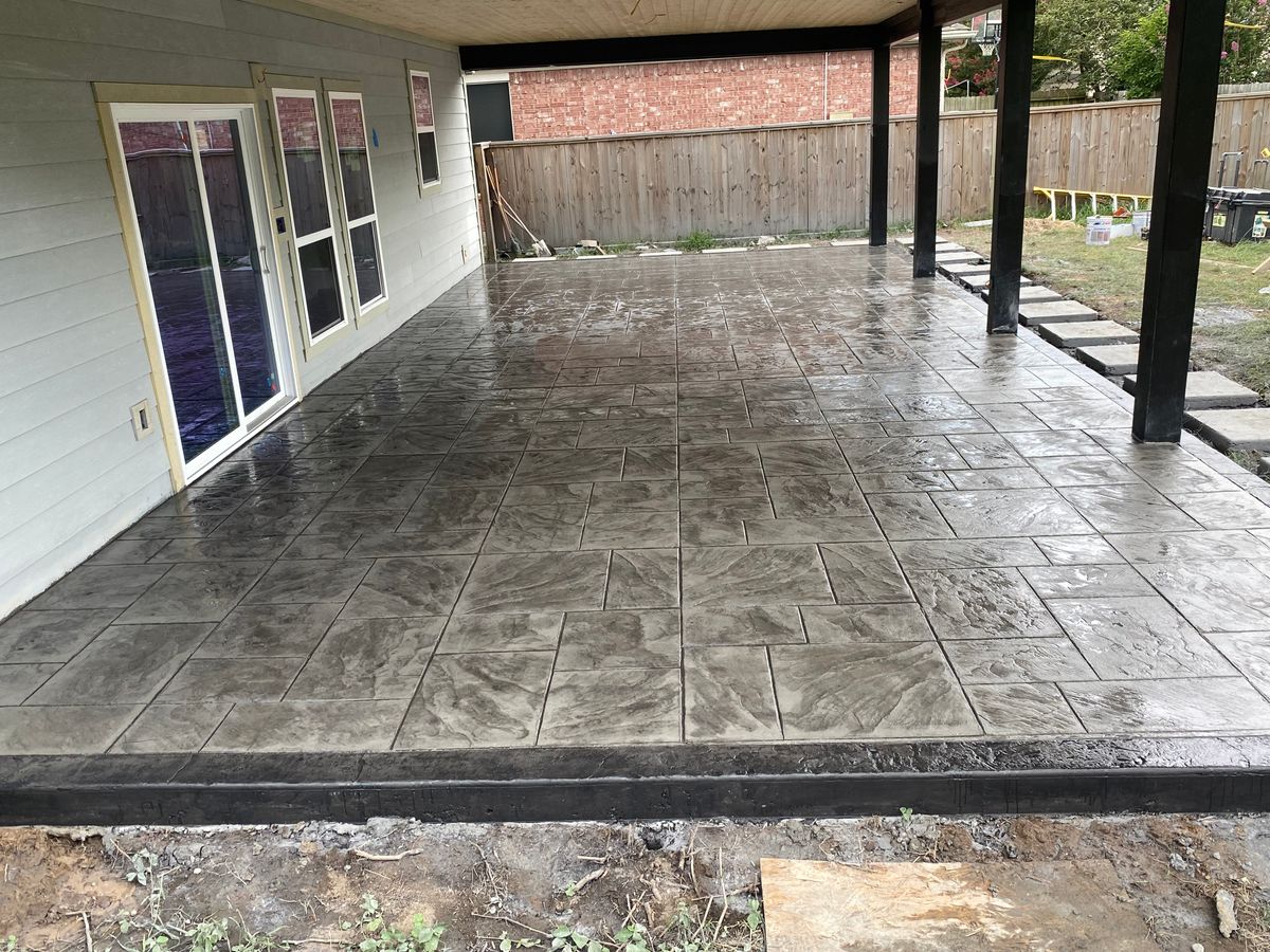 Stamped Concrete Installation for NG Concrete Services in Houston, TX