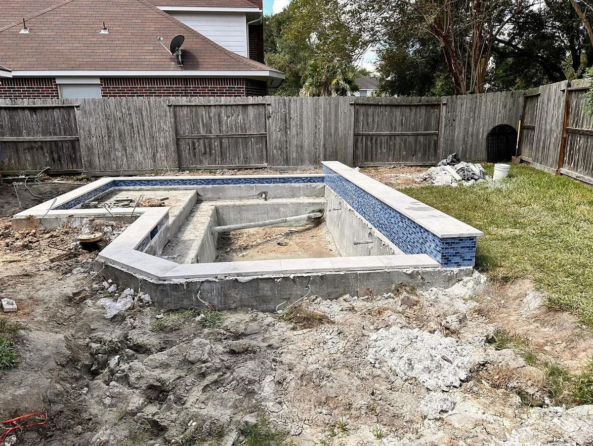 Custom Pool Construction for J & P Construction in Houston, TX