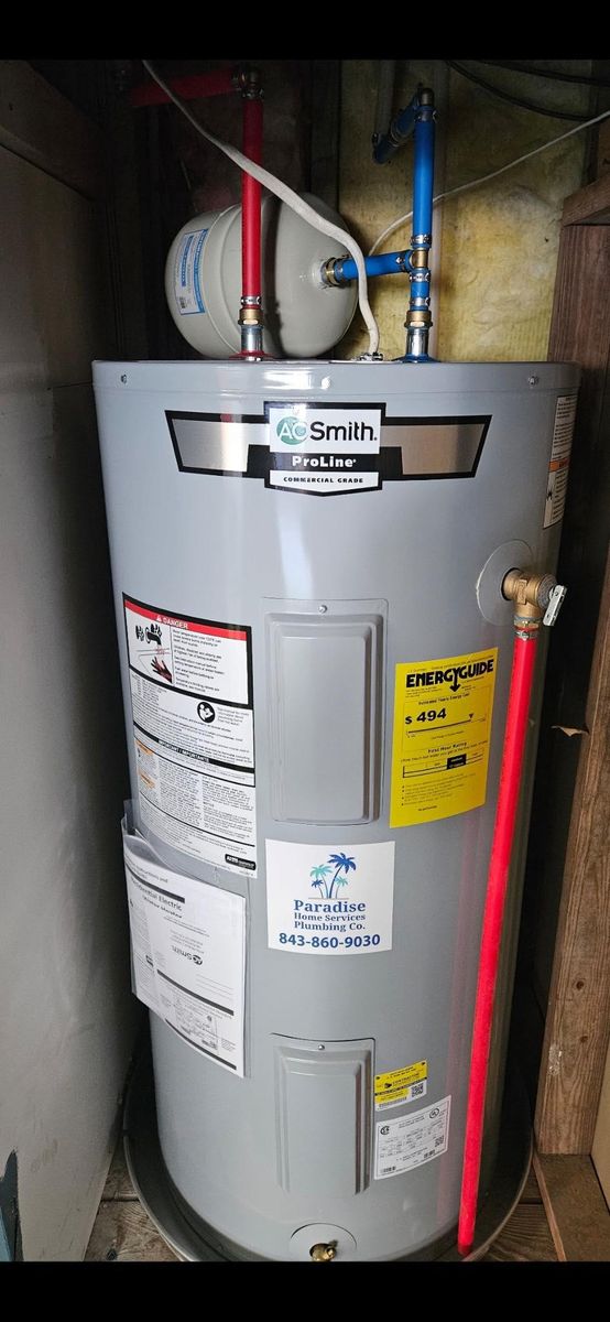 Water Heater Installation and Repairs for Paradise Home Services, Licensed Plumbing Co. in Daniel Island, SC