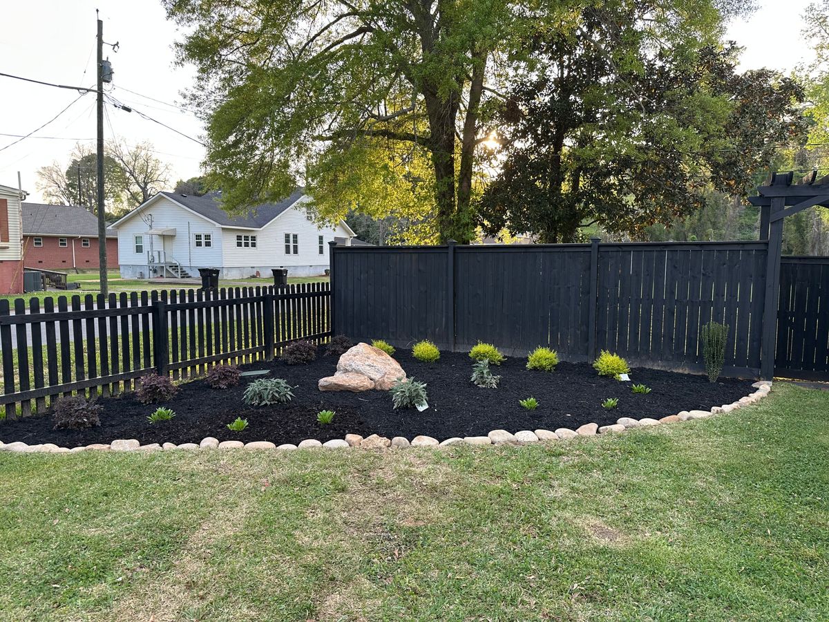Pinestraw/Mulch installation for Hedgecraft Landscaping LLC in Senoia, GA