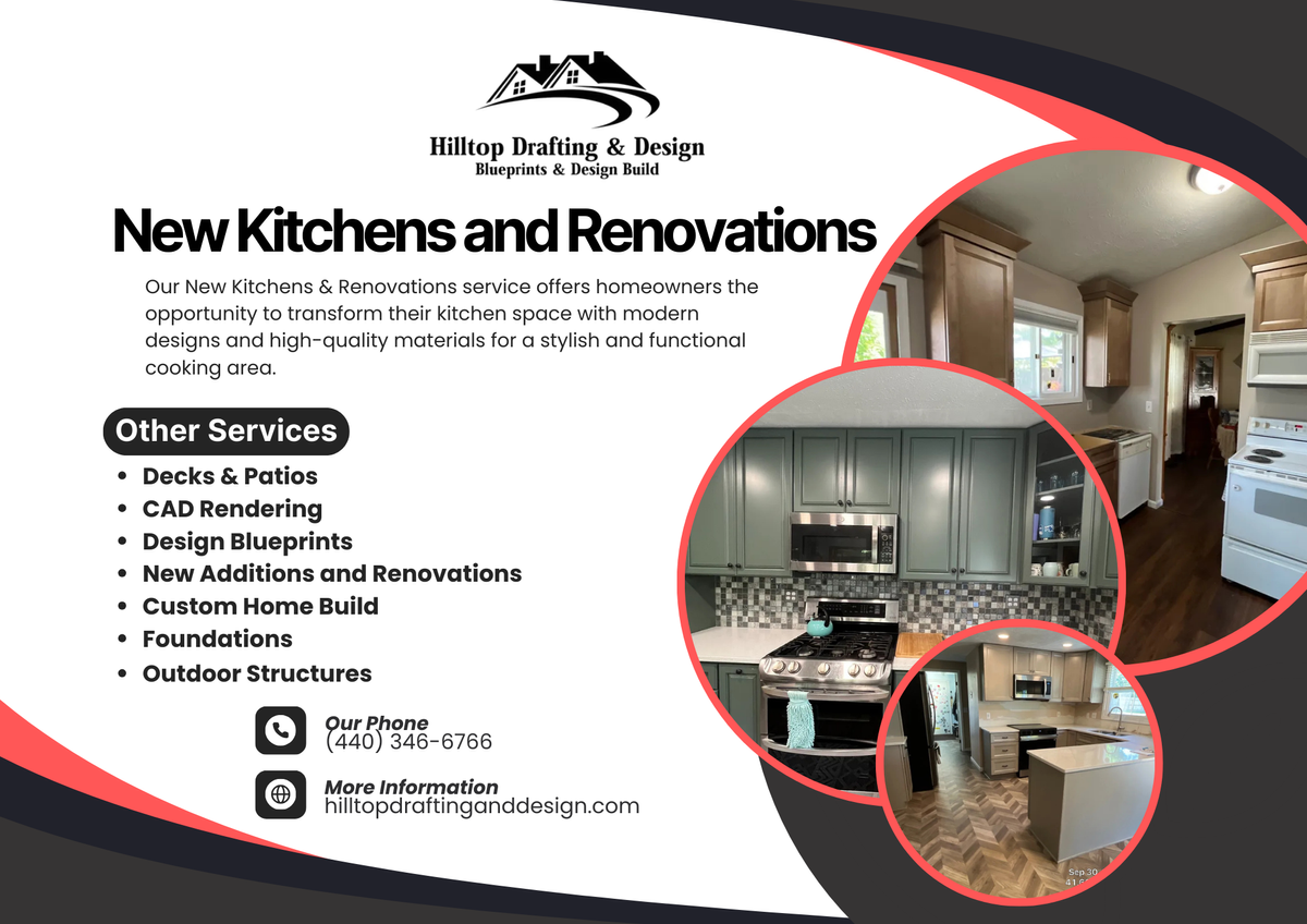 New Kitchens & Renovations for Hilltop Drafting & Design LLC in Geauga County, Ohio