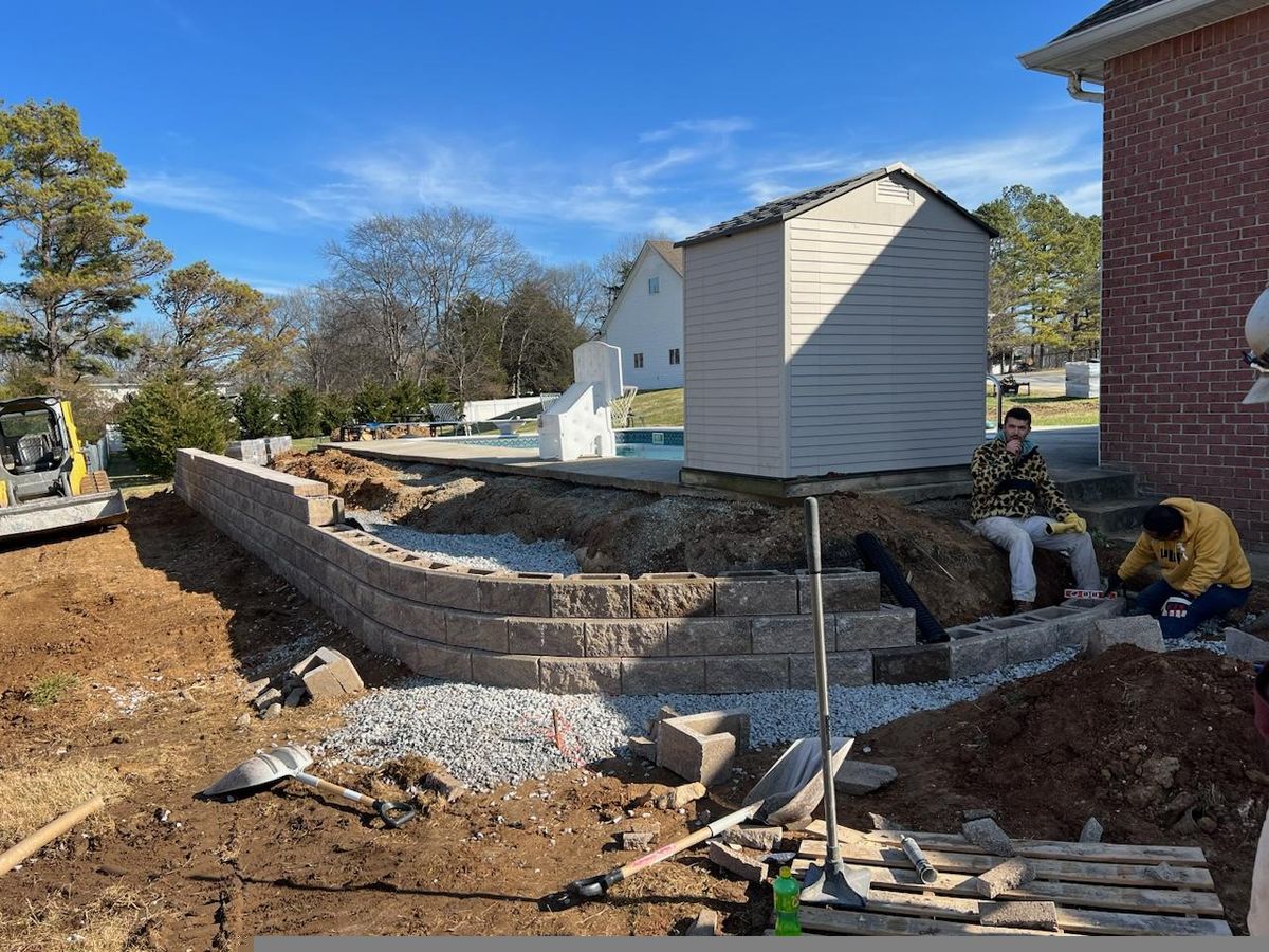 Stone Wall Installation for Adams Lawn Service & Landscaping, Inc. in Shelbyville, TN